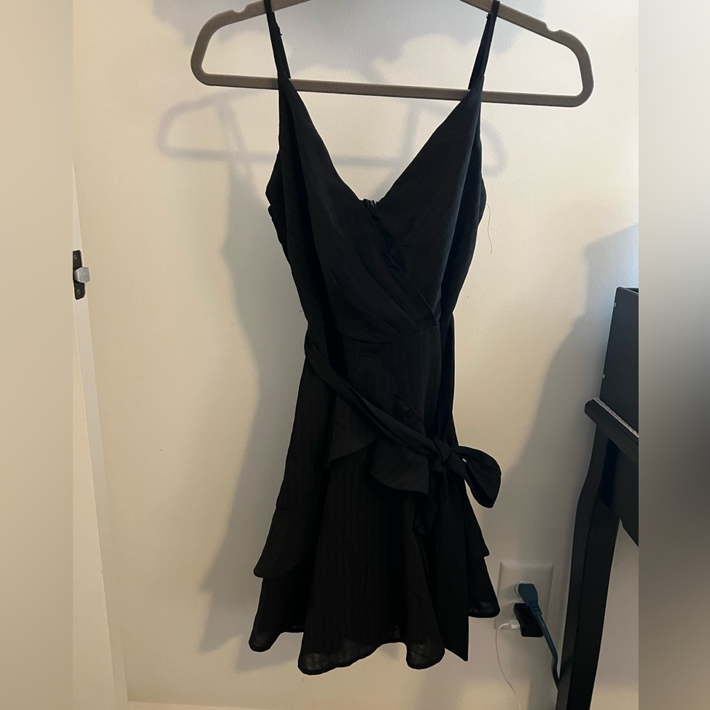 Black strap, short dress